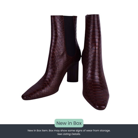 Donald J. Pliner Shoes - Donald J Pliner Dark Brown Snake-Embossed Block Heel Boots